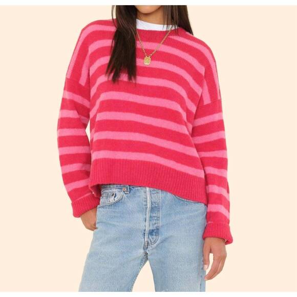 NEW XIRENA lela striped pullover sweater in red rose - Picture 4 of 6